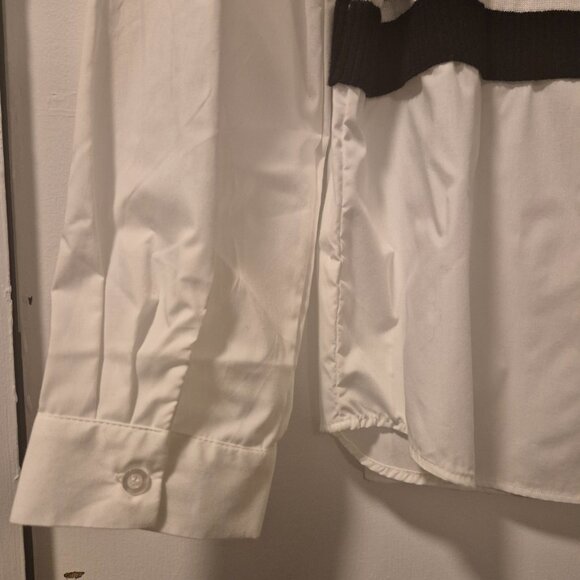 Blu Pepper Striped Layered Button-Down Shirt – Black/White – NWT - Picture 4 of 4